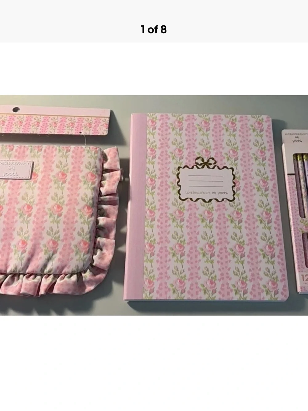 Lot Of 3 Target Yoobi LoveShackFancy Heirloom Pencils, Pencil Case, Notebook